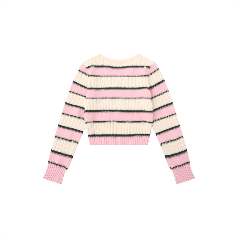 Women Sweater Short Sweater Girls' Autumn Color Matching Long Sleeve Sweater