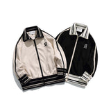 Unisex Jacket Autumn Retro Contrast Color Coat Women's Clothing