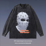 Men Long Sleeve Shirt West Coast Bandit Dark Cartoon Distressed Long Sleeve T-shirt Men and Women Ins