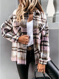 Plaid Trench Coat Autumn and Winter Long Sleeve Plaid Coat