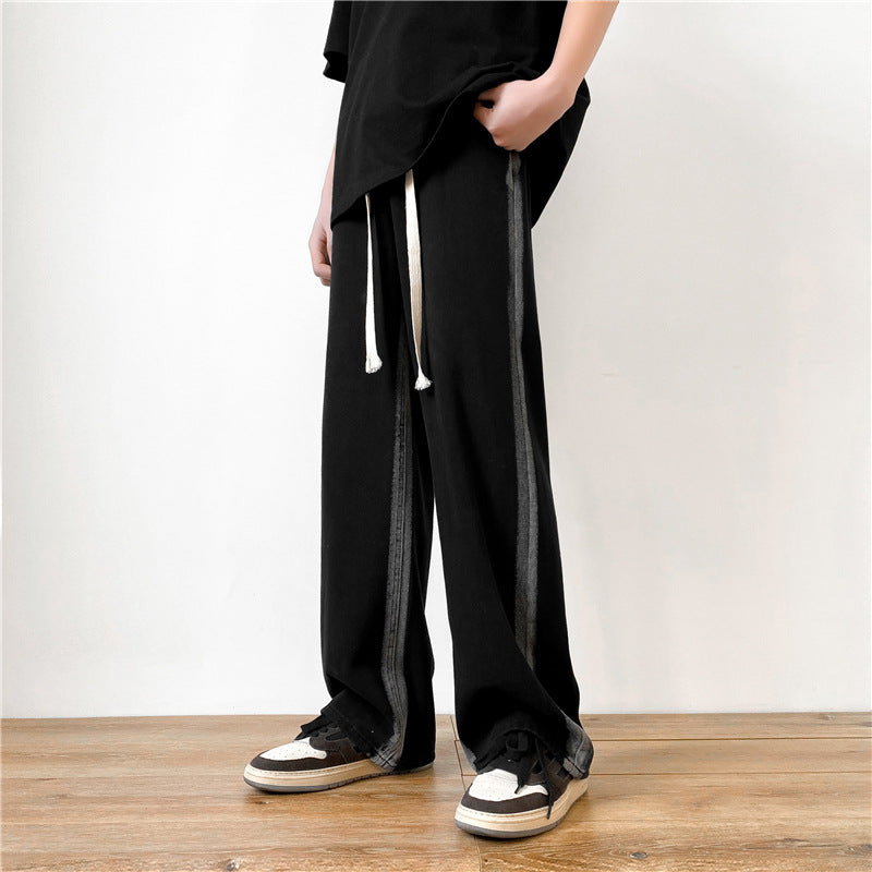 Men Sweatpants Draping Men's Straight Casual Pants Men's Summer Wide Leg Track Pants
