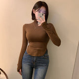 Women's Long Sleeve Shirt Bottoming Shirt Women's Autumn and Winter Pure Desire Top