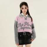 Women Sweater Color Matching Letters Sweater Women's Loose Autumn Sweater