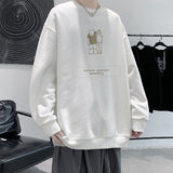 Men Hoodie Sweater Men's Autumn Loose Hong Kong Style round Neck Bottoming Shirt