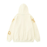 Men Hoodie Pentagram Printed Hooded Jacket Two-Way Zipper Cardigan Sweater