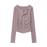Women Long Sleeve T-Shirt Long Sleeve T-shirt Women's Autumn Embroidered Vertical Short Top