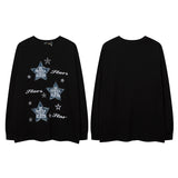 Men Long Sleeve Shirt Letter Embroidered Vintage Distressed Long Sleeve T-shirt Men and Women Loose Couple