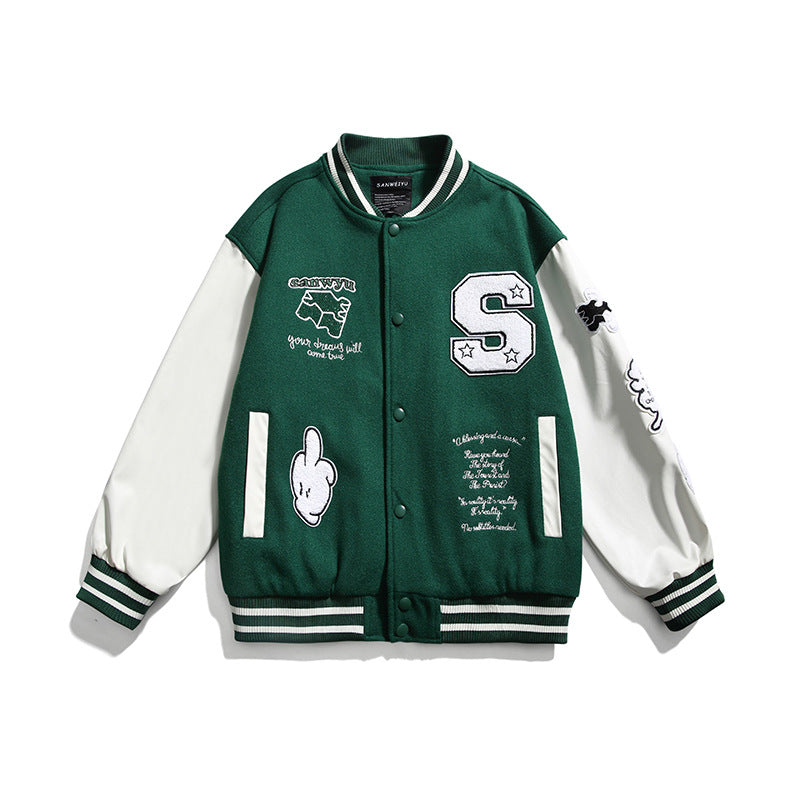 Varsity Jacket Vintage Spring Baseball Uniform Neutral Jacket