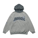 Men Fleece Lined Hoodie Cowboy Patchwork Hoodie Male Letter Five-Pointed Star Hat Loose