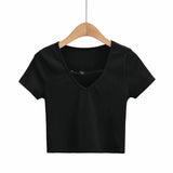 Women T-Shirt Summer V-neck Short Sleeve T-shirt Top