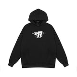 Men Hoodie Lightning Printed Hoodie Loose High Collar Pullover Hoodie Autumn and Winter