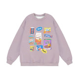 Men Hoodie Fun Snacks Graphic Print Crew Neck Sweatshirt