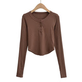 Women T-Shirt Long Sleeve Bottoming Shirt Women's Short T-shirt