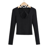 Women T-Shirt Women's Spring V-neck Long Sleeve T-shirt