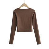 Women T-Shirt I round Neck Long Sleeve T-shirt Female Spring Undershirt