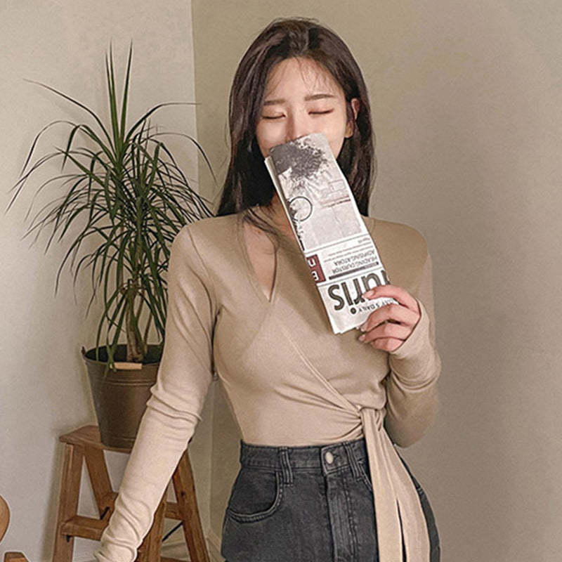 Women Long Sleeve Shirt Autumn and Winter round Neck
