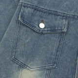 Men Denim Jacket Denim Jacket Men's Spring and Autumn Washed-out Vintage Loose Lapels Jacket