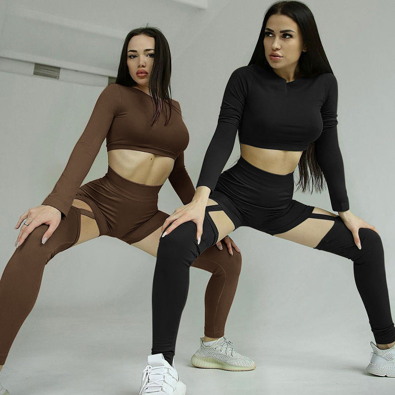 Women Co-Ord Set Women's Long-Sleeve Blouse Leggings Sports and Leisure