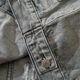 Men Denim Jacket Washed and Worn Denim Jacket Men Baggy Coat