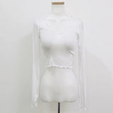 Women Long Sleeve Shirt V-neck Short Bottoming Shirt Top