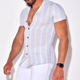 Men Shirt Men's Short-Sleeved Shirt Fashion Slim Lapel Casual