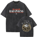 Washed Vintage Bad Omens Print T-shirt Funny Moth