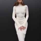 Women Sweater Dress Turtleneck Knitted Skirt Women's Tight Autumn and Winter Dress