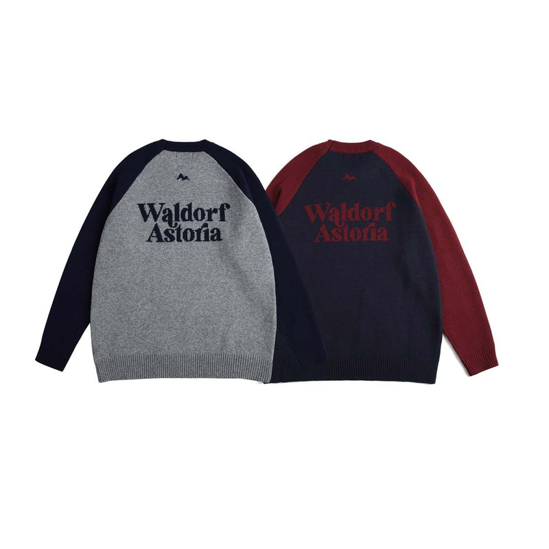 Unisex Sweater Autumn Raglan Sleeve Letter Sweater