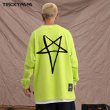 Men Long Sleeve Shirt XINGX Printed Long-Sleeved Top Hip Hop T-shirt Men and Women Loose