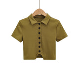 Women Skirt Women's Summer Polo Collar Short Sleeve Top and Skirt