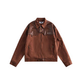 Unisex Jacket Autumn Fake Two Pieces Deerskin Leather-Patch Jacket Women's Clothing