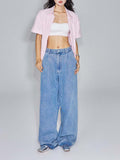 Unisex Pants Fall Pocket Raw Hem Jeans
