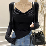 Women Long Sleeve Shirt Sling Vest Cardigan Jacket Long-Sleeved Suit