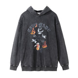 Men Hoodie Peace Dove Printed Washed Distressed Hooded Sweaters Menswear