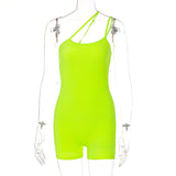 Women Jumpsuit Solid Color Slim Fit Sloping Shoulder Backless Jumpsuit