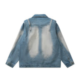 Men Denim Jacket Patterned Denim Jacket Men's Stitching Denim Clothes Jacket Autumn