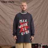 Men Long Sleeve Shirt Retro Hip Hop Long Sleeve T-shirt Men's and Women's Spring and Autumn Ins round Neck