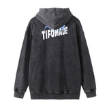 Men Hoodie Printed Washed Distressed Hooded Sweater Men's Loose Long Sleeve