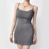 Women Dresses Stitching U-Neck Sling Dress Female Sexy Skirt