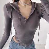 Women T-Shirt Autumn Long-Sleeved Hooded T-shirt