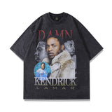 Men's T Shirt Printed Worn Looking Washed-out Short-Sleeved T-shirt Men's and Women's Vintage Loose