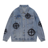 Men Denim Jacket Patterned Denim Jacket Men's Washed and Worn Denim Jacket