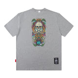 Men T Shirt Amekaji Vintage Printed Pure Cotton Loose Short Sleeve T-shirt for Men and Women