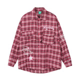 Women Long Sleeve Shirt Women's Plaid Long Sleeve Shirt Autumn Embroidery Short Shirt Coat