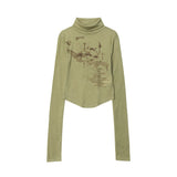 Women Long Sleeve T-Shirt Long Sleeve T-shirt Girls Spring and Autumn Printed Short