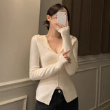 Women's Long Sleeve Shirt V-neck Sweater Long Sleeve Top Women's Design Sense