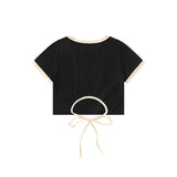 Women T-shirt Letters Embroidered Short-Sleeved T-shirt Girls Summer Casual round Neck