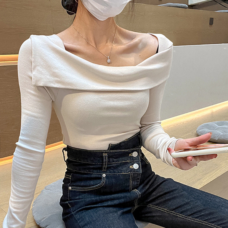Women Long Sleeve Shirt Autumn Slim Fit Slimming Long Sleeves Bottoming Shirt