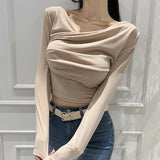 Women Long Sleeve Shirt Short Top
