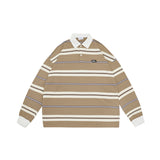 Unisex Hoodie Striped Loose Long-Sleeved Polo Shirt Men's T-shirt Sweater